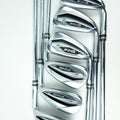 Six PING golf iron clubs arranged in a fan shape on a clean white background.