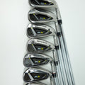 A set of seven TaylorMade M2 iron golf clubs arranged in a fan shape on a clean white background.