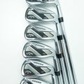 Six Callaway M-Vector iron golf clubs arranged in a fan shape on a clean white background.